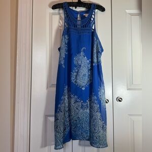 Xhilaration XXL Royal Blue Paisley Crochet Neck Sleeveless Dress